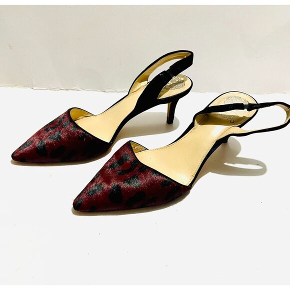 Vince Camuto Kolissa heel slingback pumps shoes animal calf hair red women 9.5 - Picture 4 of 7